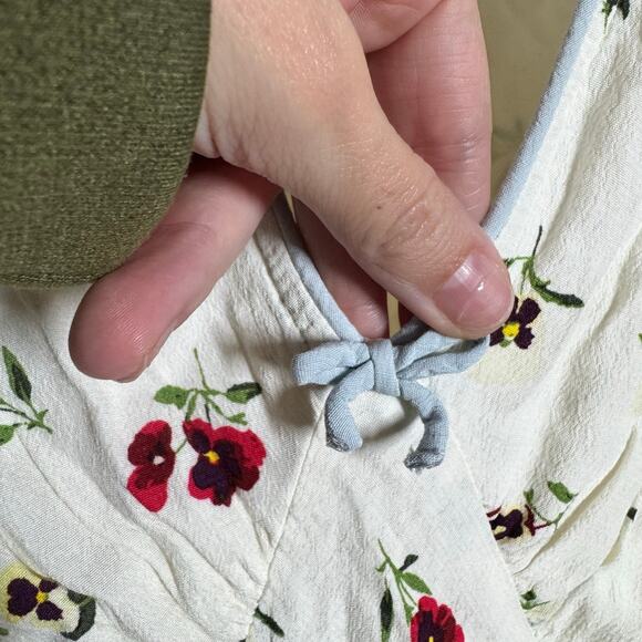 Gap x DOEN Midi Dress Women 4 Cream Floral Feminine Tradwife Cottagecore Peasant - Picture 12 of 13